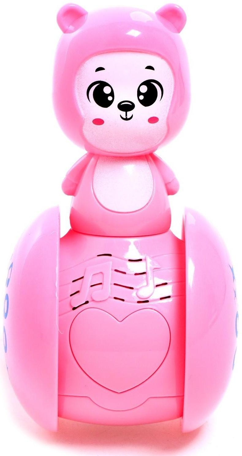 Развивающая игрушка музыкальная неваляшка «Мишка Роро», розовый