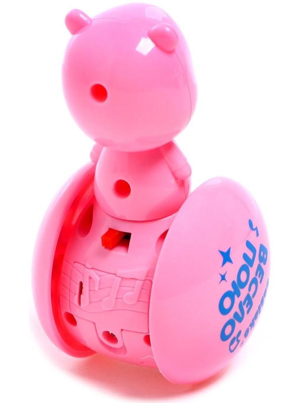 Развивающая игрушка музыкальная неваляшка «Мишка Роро», розовый