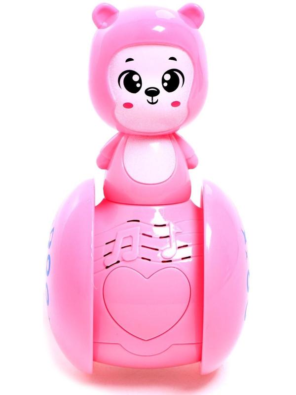 Развивающая игрушка музыкальная неваляшка «Мишка Роро», розовый