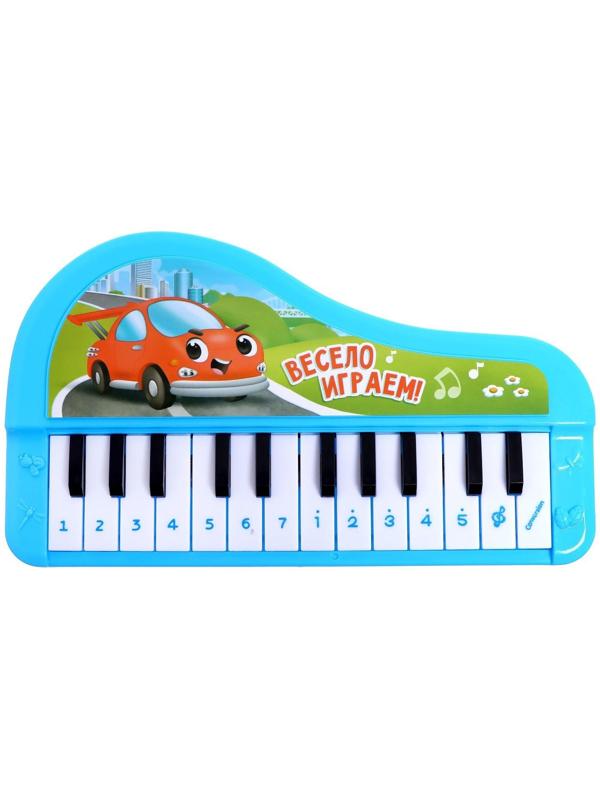 Музыкальное пианино «Весёлые машинки», звук, цвет синий