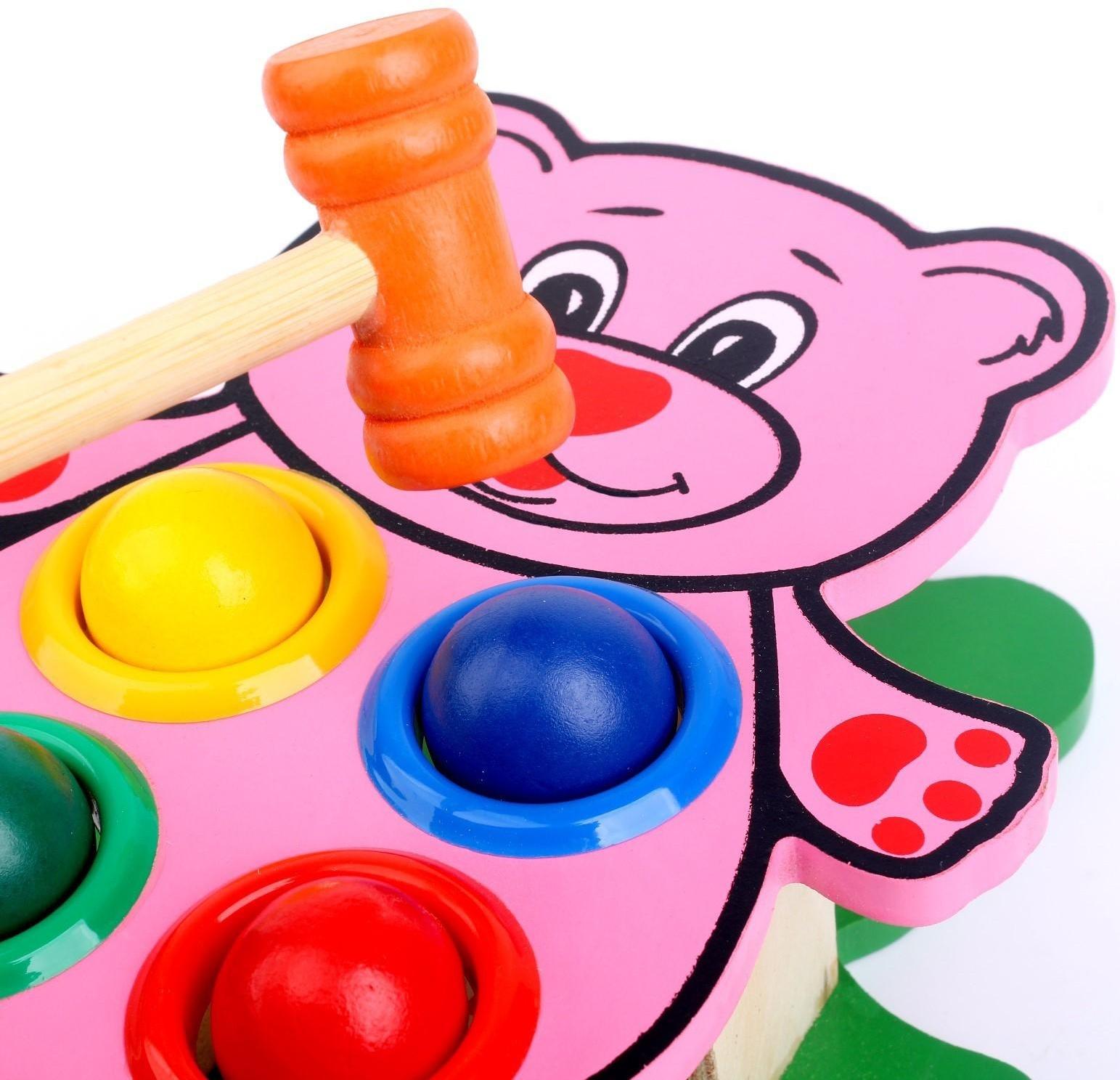 Деревянная игрушка-стучалка «Мишка» 16 × 20 × 9 см