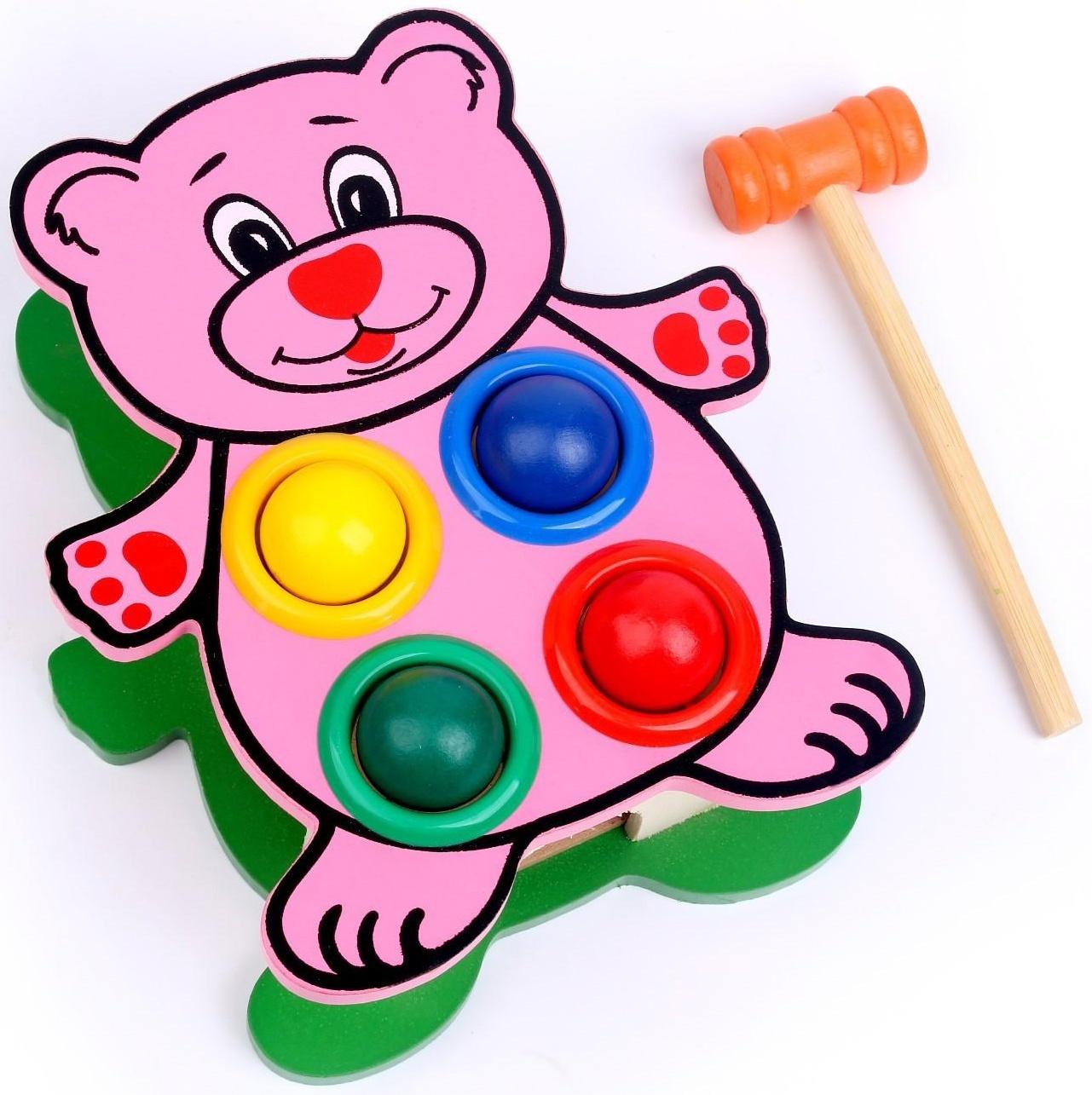 Деревянная игрушка-стучалка «Мишка» 16 × 20 × 9 см