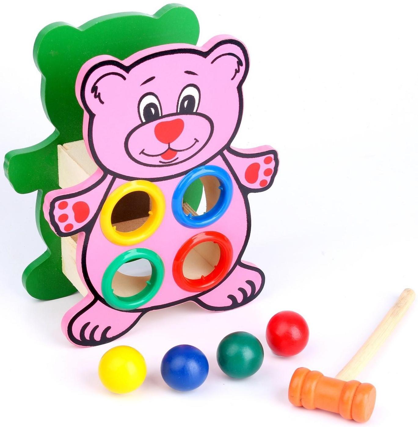 Деревянная игрушка-стучалка «Мишка» 16 × 20 × 9 см