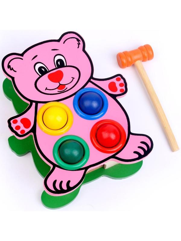 Деревянная игрушка-стучалка «Мишка» 16 × 20 × 9 см