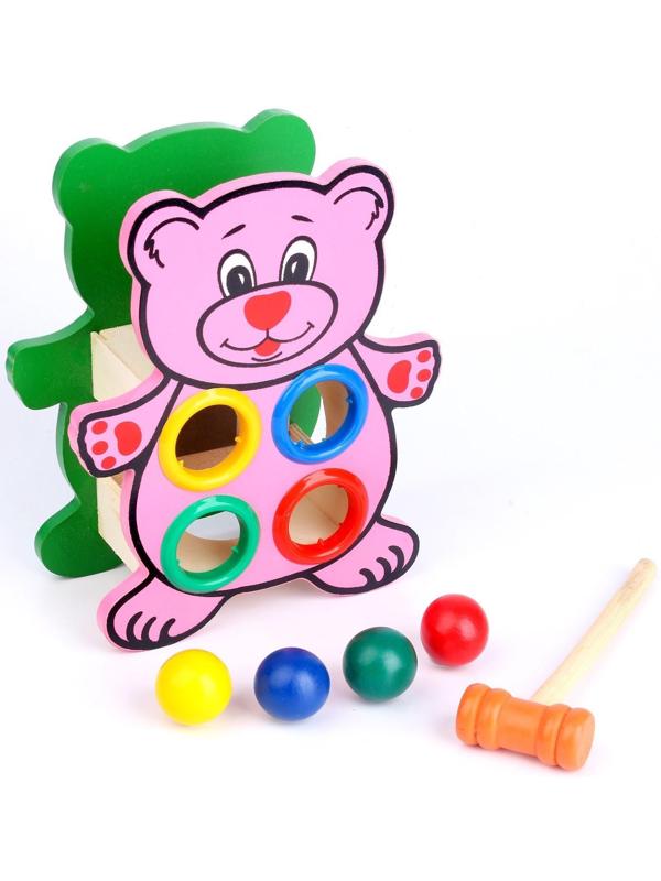 Деревянная игрушка-стучалка «Мишка» 16 × 20 × 9 см