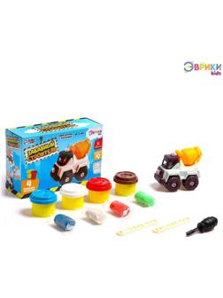 Набор для игры с пластилином «Забавный строитель», бетономешалка, 4 баночки пластилина