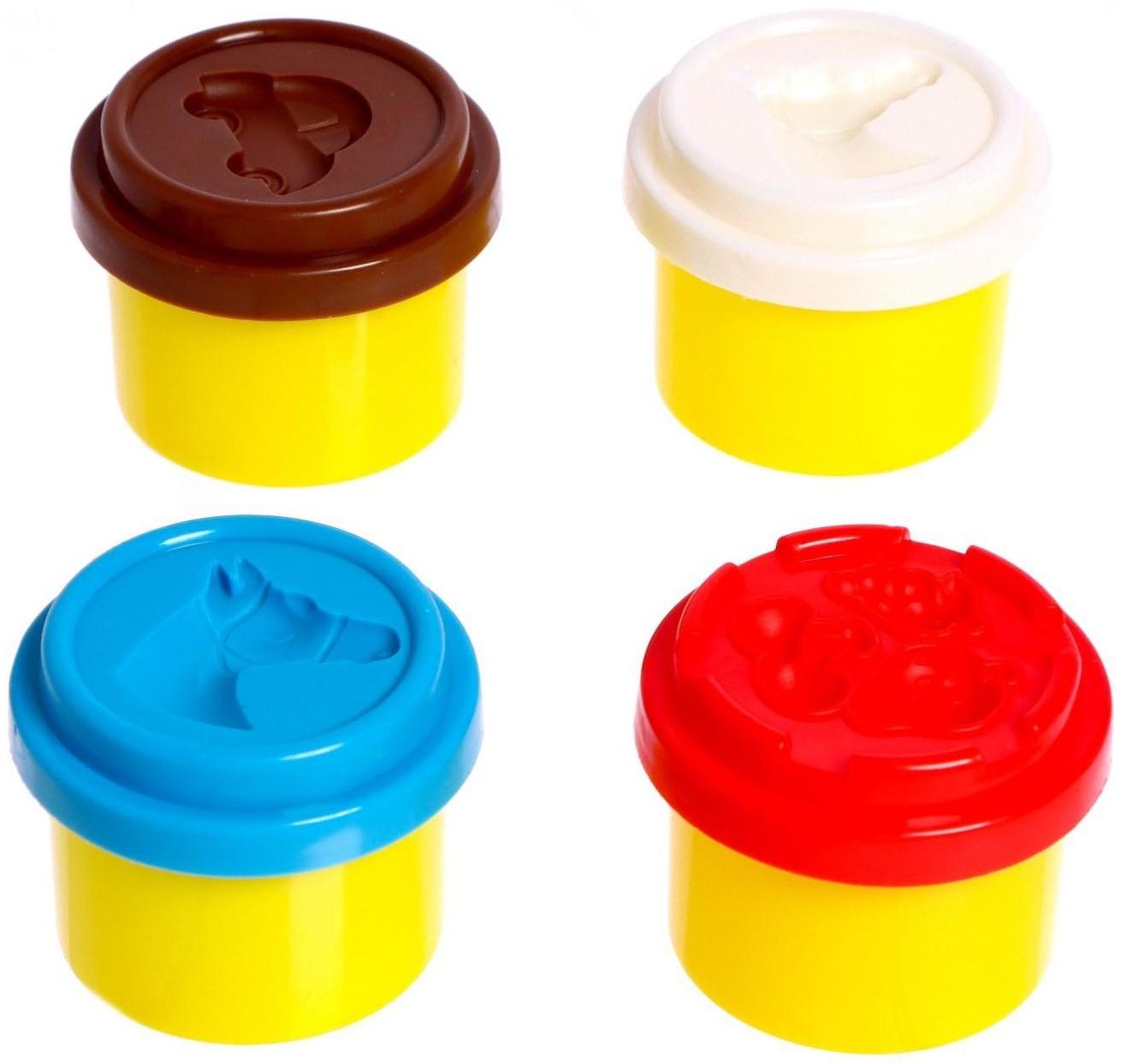 Набор для игры с пластилином «Забавный строитель», бульдозер, 4 баночки пластилина