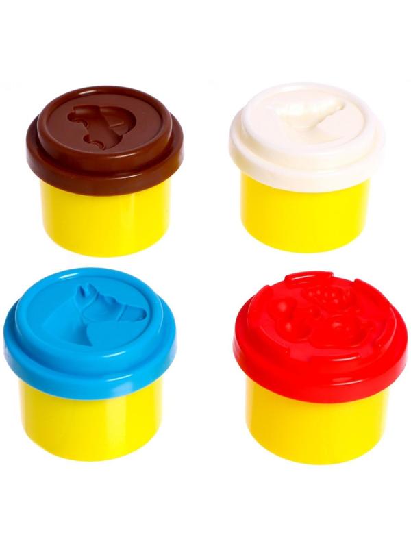 Набор для игры с пластилином «Забавный строитель», бульдозер, 4 баночки пластилина