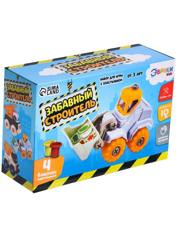 Набор для игры с пластилином «Забавный строитель», бульдозер, 4 баночки пластилина