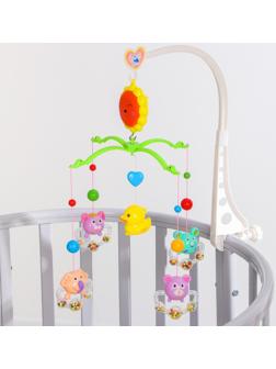 Мобиль музыкальный «Солнышко. Круглыши зверята», заводной, цвет МИКС