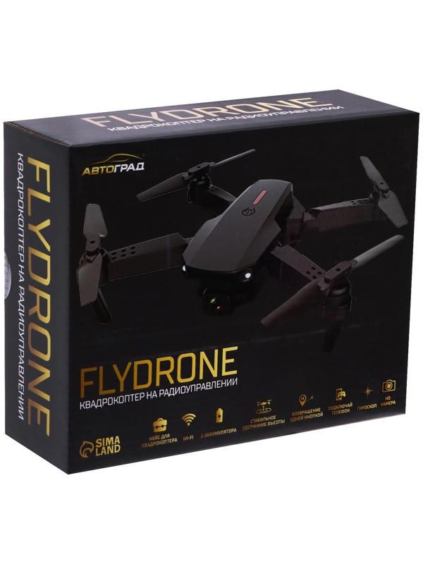 Квадрокоптер на радиоуправлении FLYDRONE, камера 1080P, барометр, Wi-Fi, 2 аккумулятора, цвет чёрный
