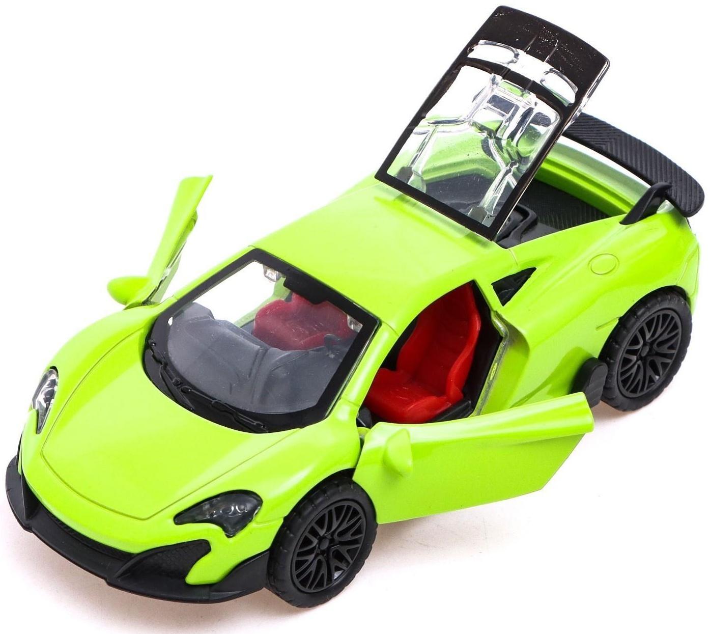 Машина металлическая «Купе», инерция, открываются двери, багажник, цвет зелёный