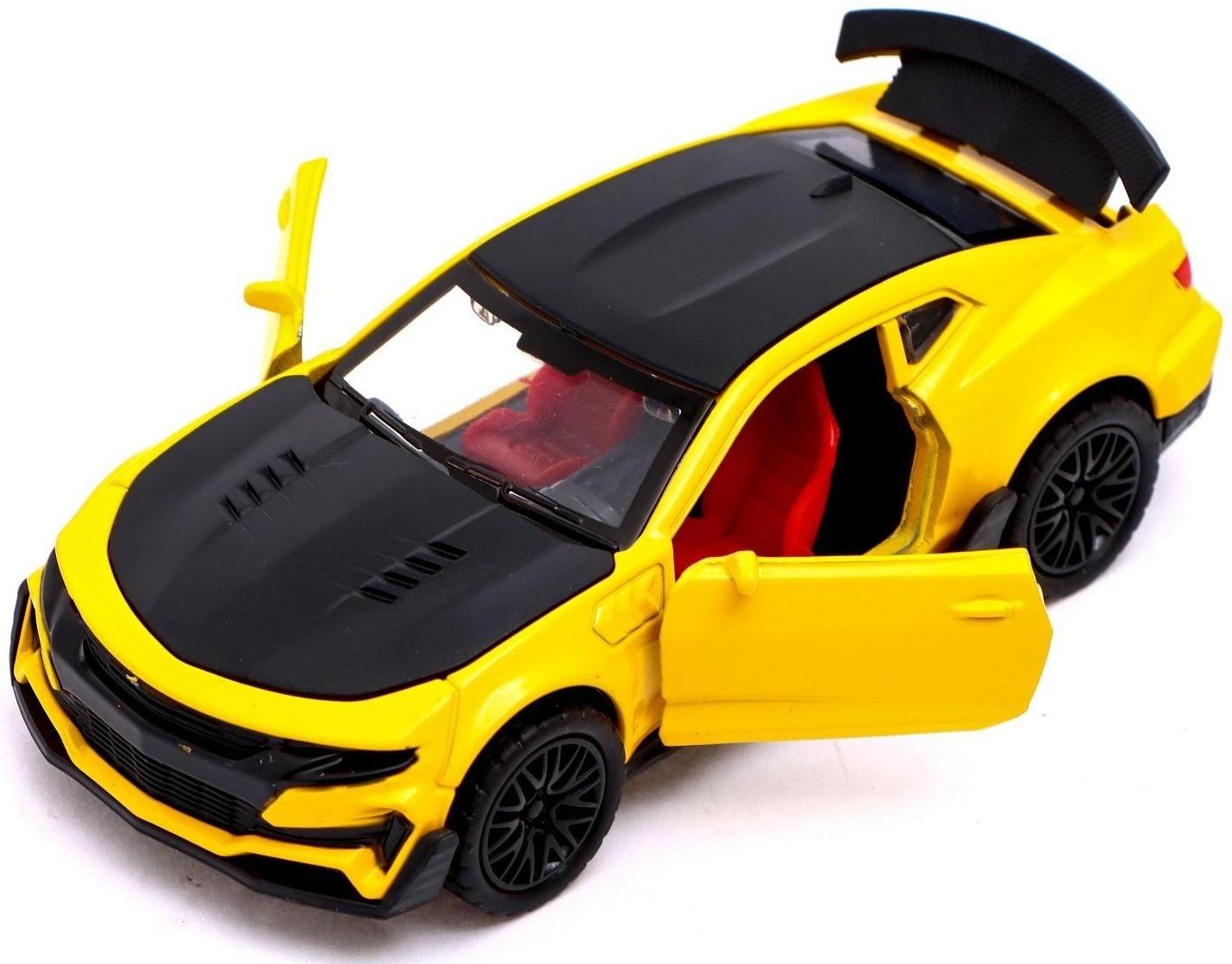 Машина металлическая «Спорт», инерция, открываются двери, багажник, цвет жёлтый