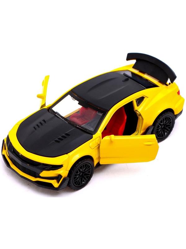 Машина металлическая «Спорт», инерция, открываются двери, багажник, цвет жёлтый