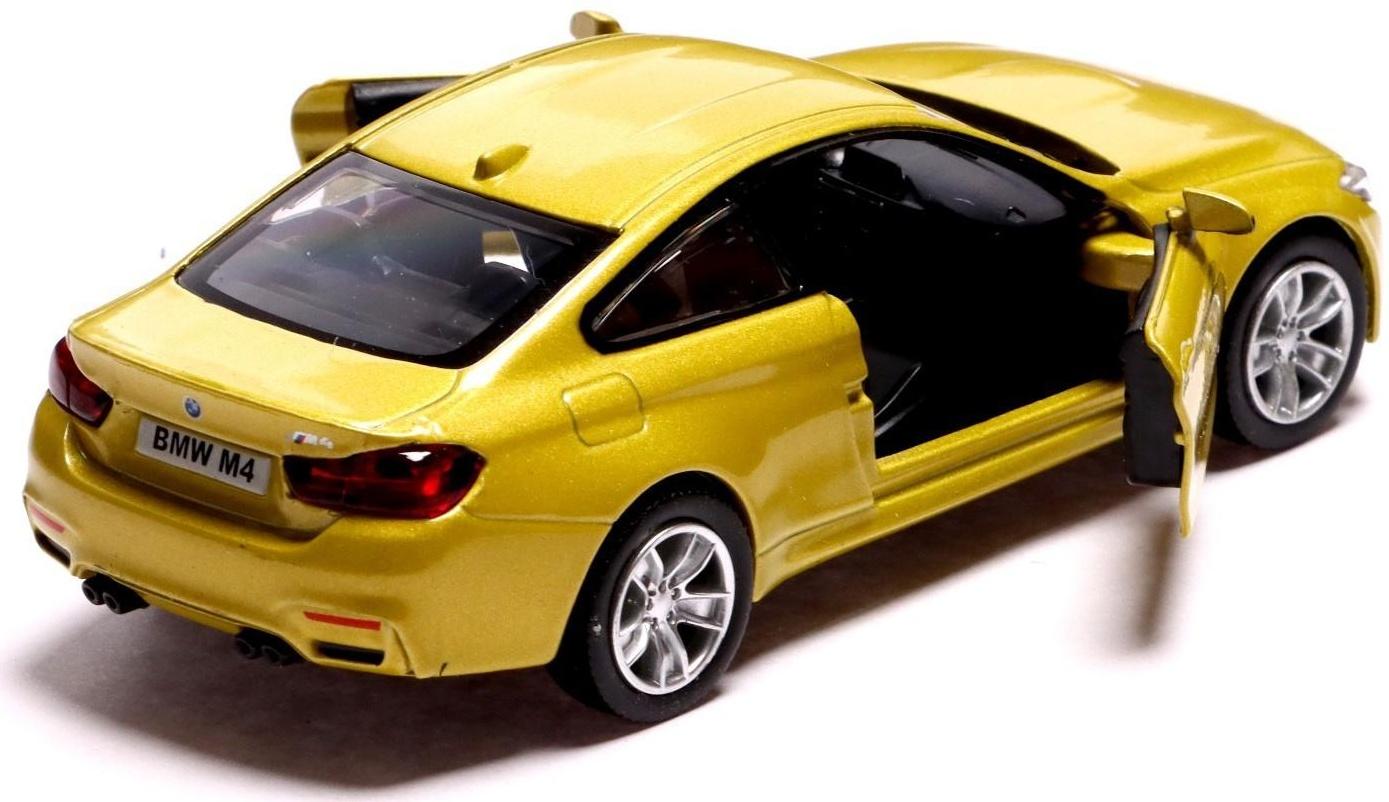 Машина металлическая BMW M4 COUPE, 1:32, инерция, открываются двери, цвет жёлтый