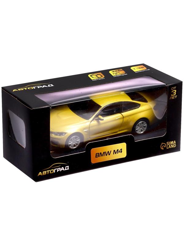 Машина металлическая BMW M4 COUPE, 1:32, инерция, открываются двери, цвет жёлтый