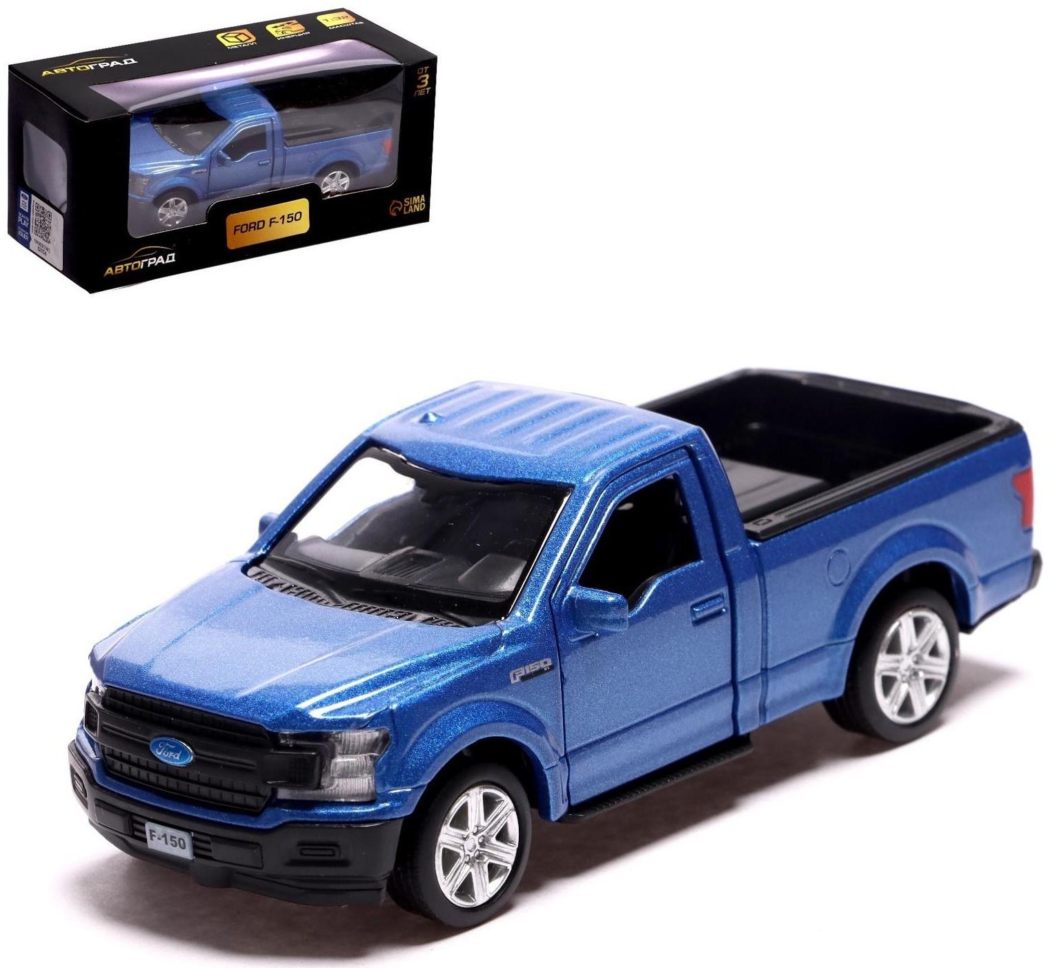 Машина металлическая FORD F-150, 1:32, инерция, открываются двери, цвет синий