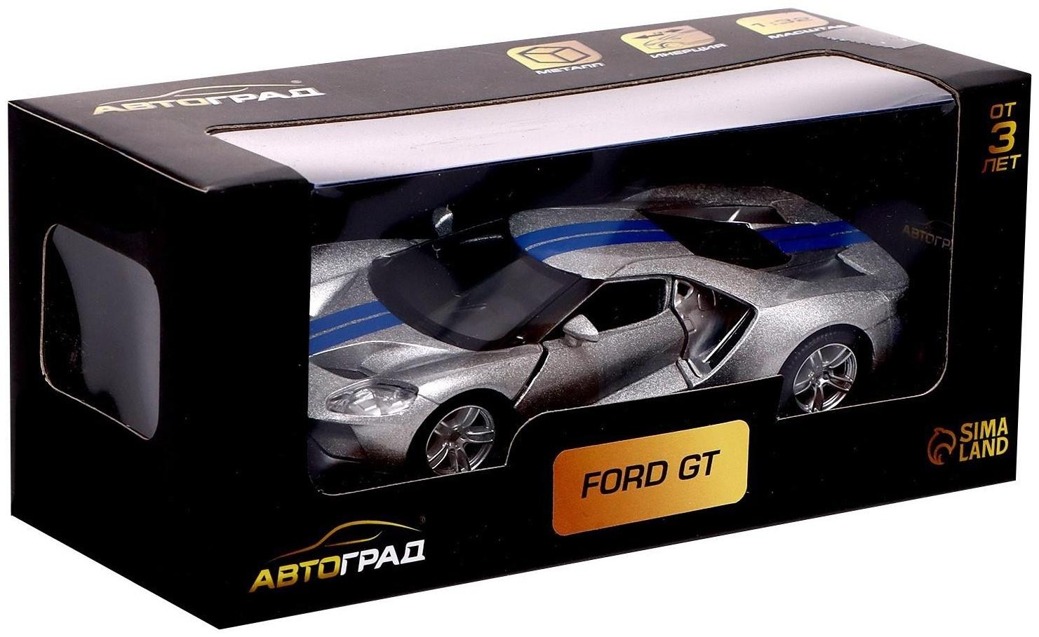 Машина металлическая FORD GT, 1:32, инерция, открываются двери, цвет серый