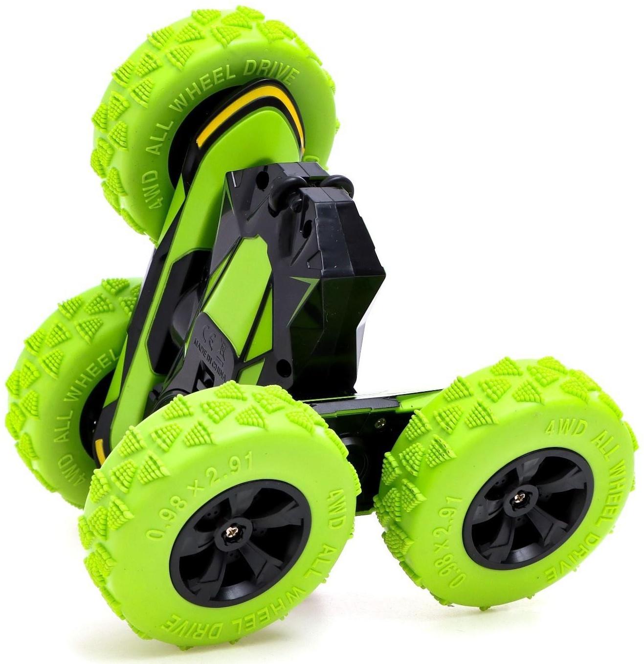 Машина-перевёртыш радиоуправляемая «Трюкач», работает от аккумулятора, цвет зелёный