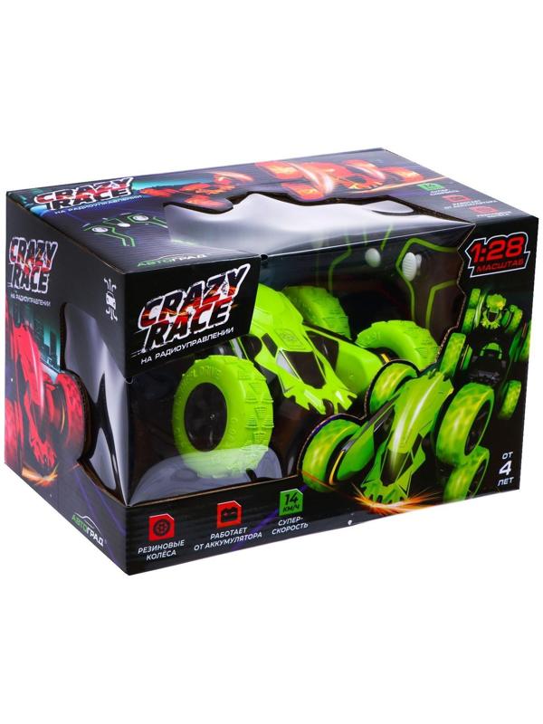 Машина-перевёртыш радиоуправляемая «Трюкач», работает от аккумулятора, цвет зелёный