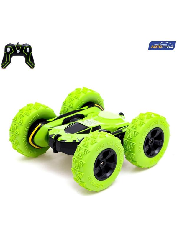 Машина-перевёртыш радиоуправляемая «Трюкач», работает от аккумулятора, цвет зелёный