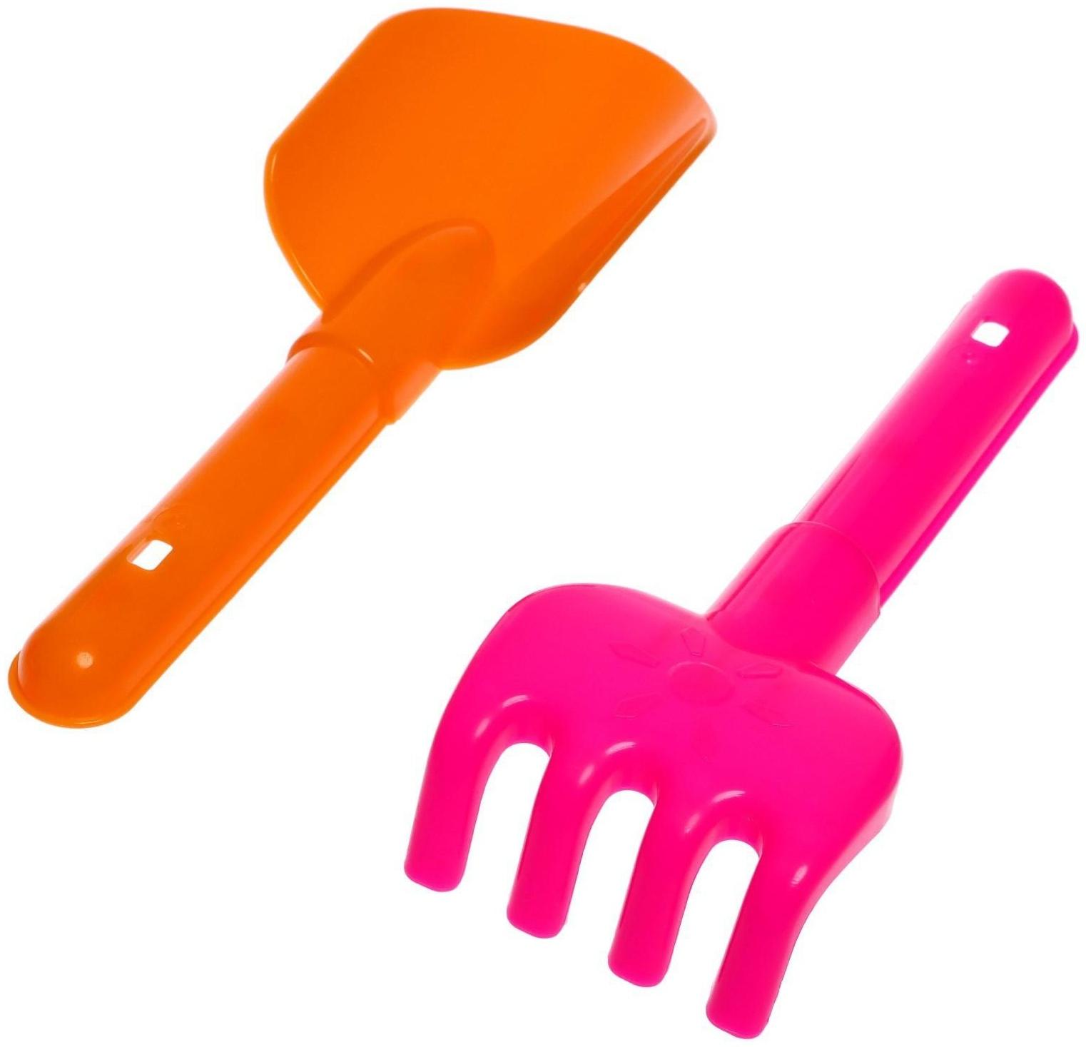 Песочный набор № 119: ведро 0,6 л, сито, лопатка 19 см, грабли, 1 кораблик малый