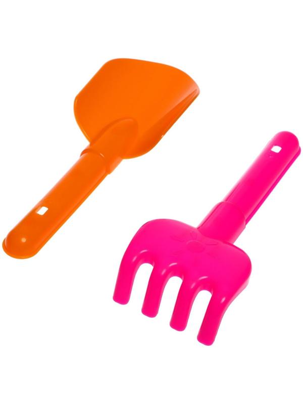 Песочный набор № 119: ведро 0,6 л, сито, лопатка 19 см, грабли, 1 кораблик малый