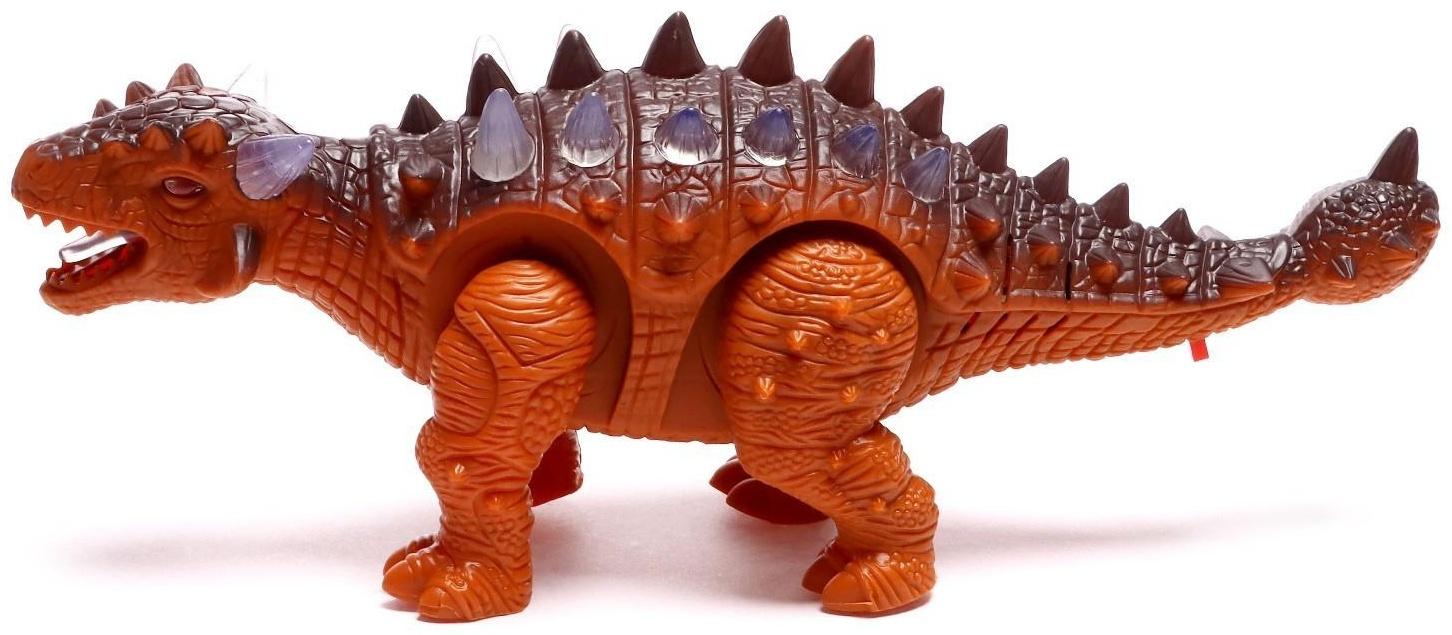 Динозавр «Анкилозавр» работает от батареек, свет и звук, цвет коричневый