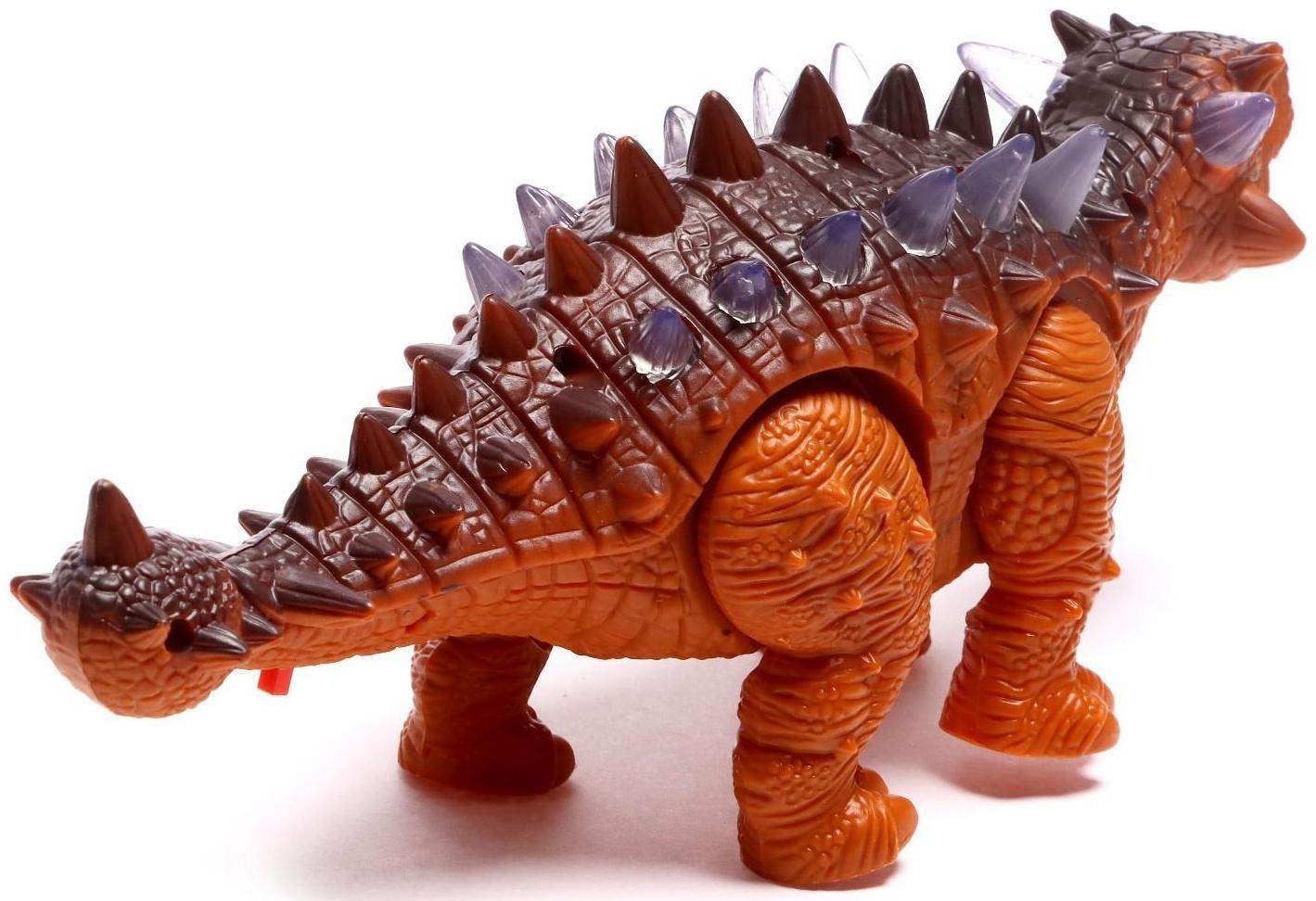 Динозавр «Анкилозавр» работает от батареек, свет и звук, цвет коричневый