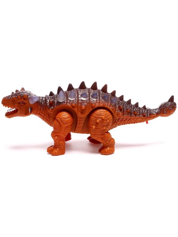 Динозавр «Анкилозавр» работает от батареек, свет и звук, цвет коричневый