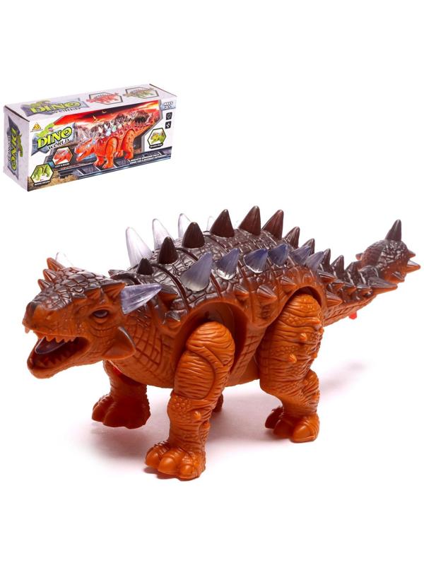 Динозавр «Анкилозавр» работает от батареек, свет и звук, цвет коричневый
