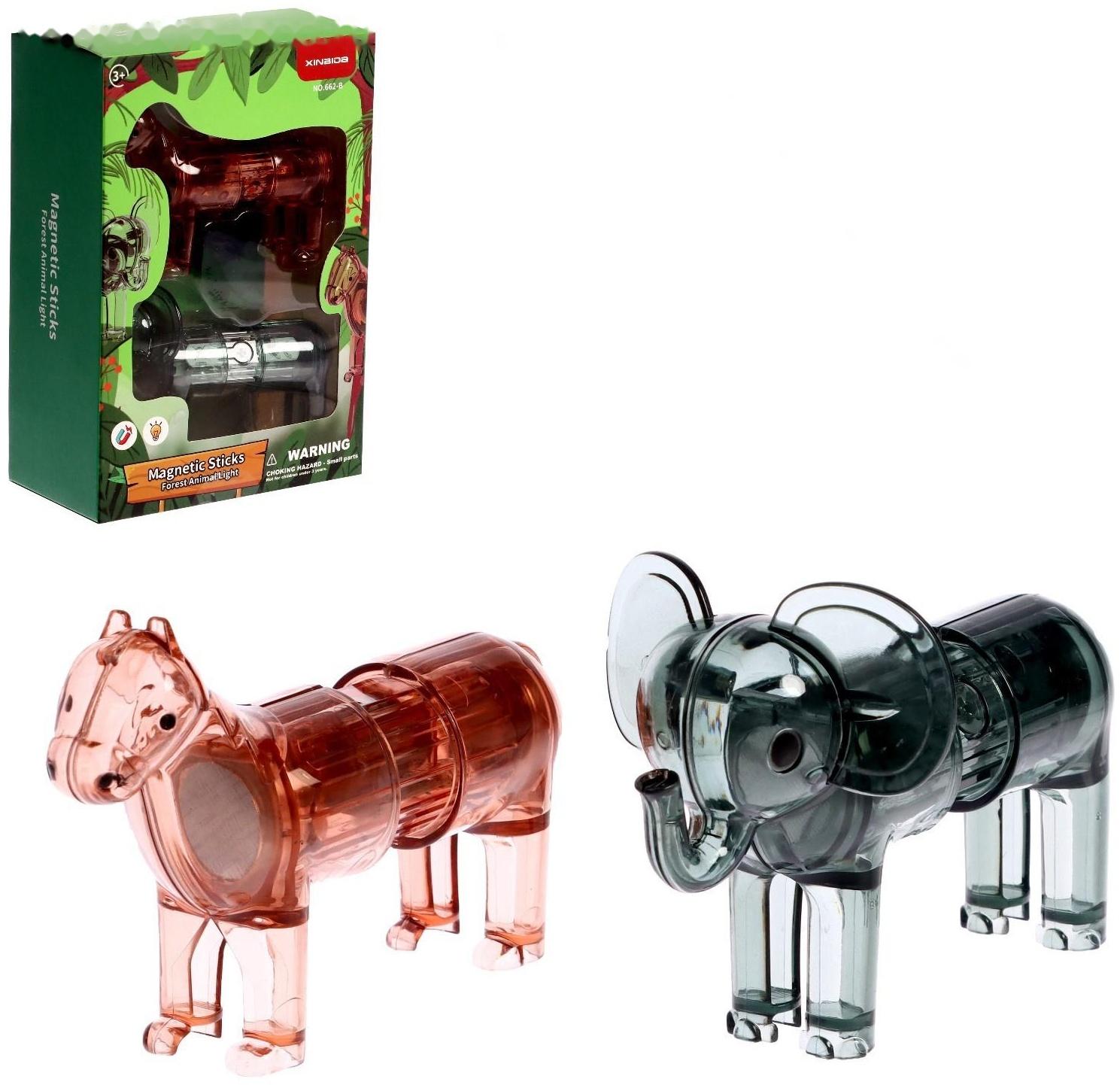 Конструктор магнитный «Животные сафари», 6 деталей