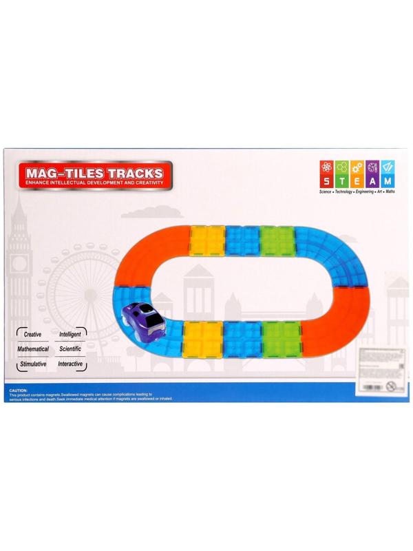 Конструктор магнитный «Магический трек», машинка ездит от батареек, 19 деталей