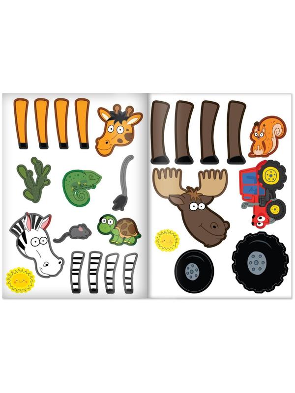 Книжка аппликация наклейками «Весёлые зверята», 12 стр., «Синий трактор»