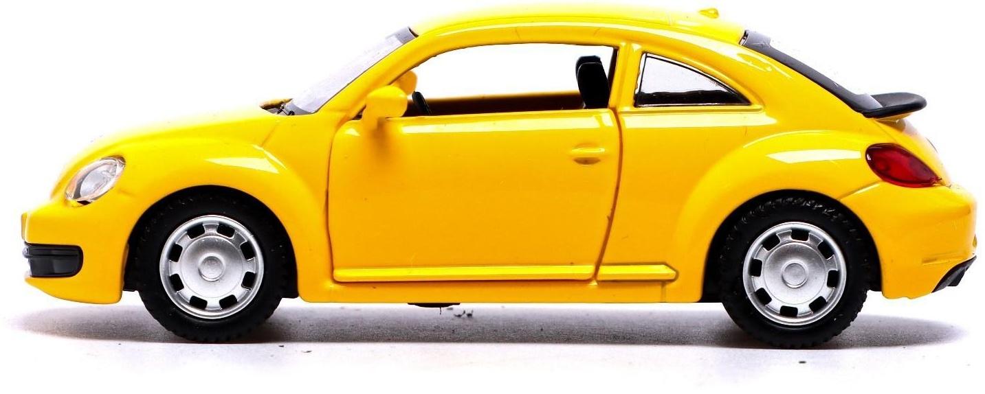 Машина металлическая VOLKSWAGEN THE BEETLE, 1:38, инерция, открываются двери, цвет жёлтый