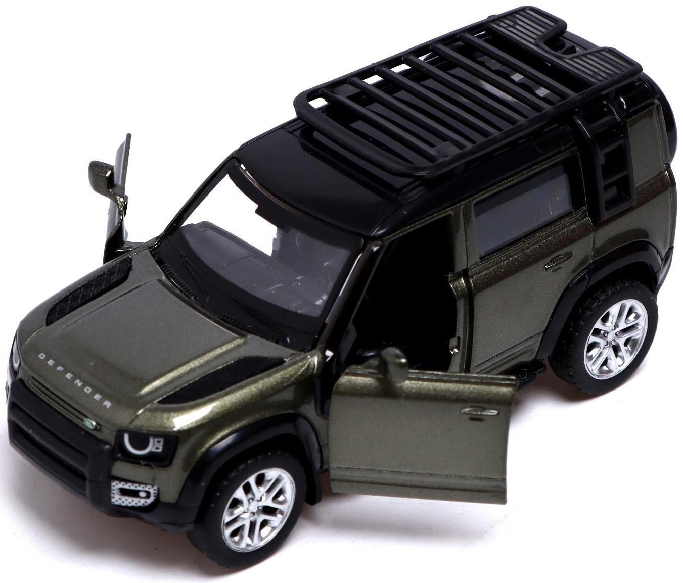 Машина металлическая LAND ROVER DEFENDER 110, 1:43, инерция, открываются двери, цвет зелёный