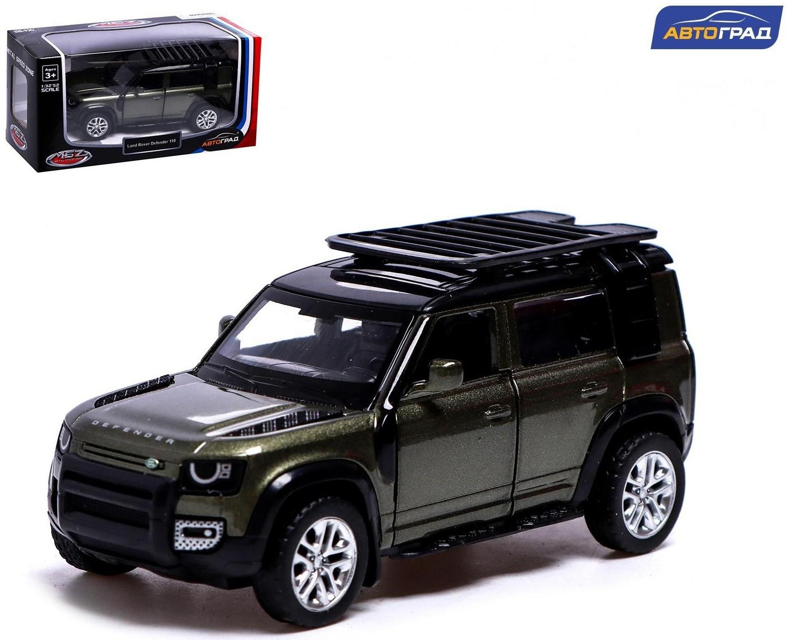 Машина металлическая LAND ROVER DEFENDER 110, 1:43, инерция, открываются двери, цвет зелёный