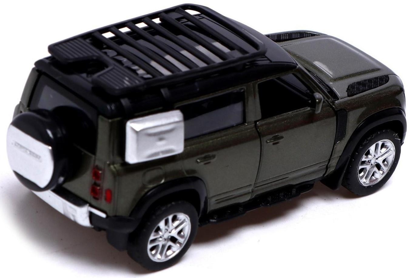 Машина металлическая LAND ROVER DEFENDER 110, 1:43, инерция, открываются двери, цвет зелёный