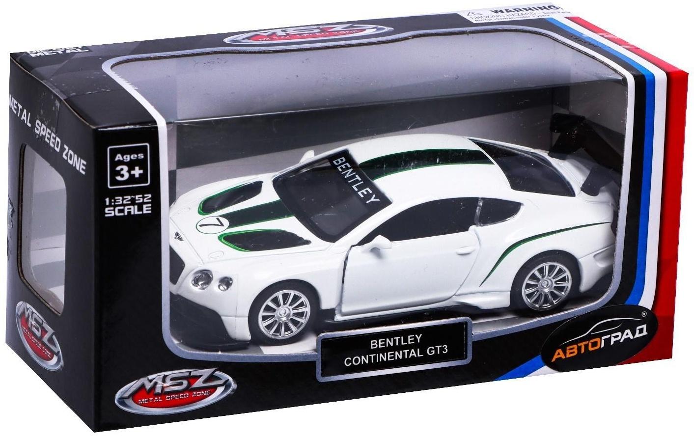 Машина металлическая BENTLEY CONTINENTAL GT3, 1:43, инерция, открываются двери, цвет белый