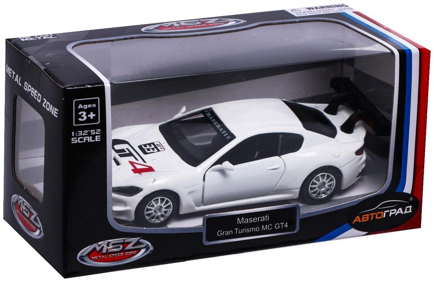 Машина металлическая MASERATI GRAN TURISMO MC GT4, 1:43, инерция, цвет белый
