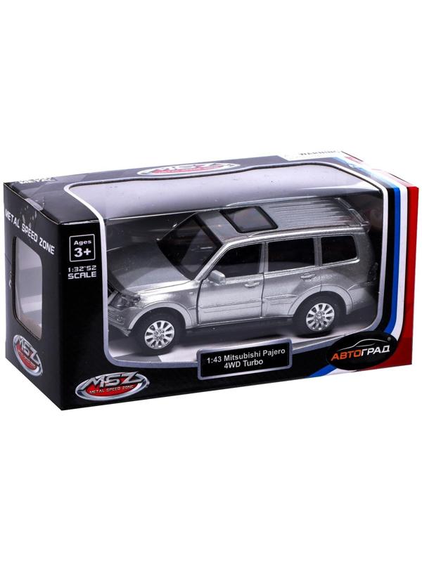 Машина металлическая MITSUBISHI PAJERO 4WD, 1:43, инерция, открываются двери, цвет серый