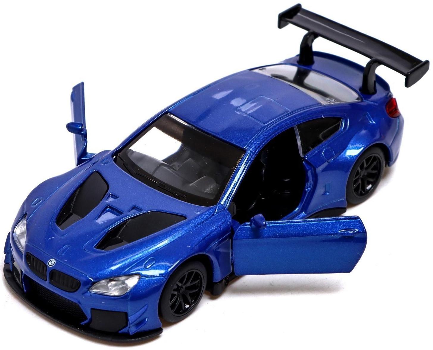 Машина металлическая BMW M6 GT3, 1:44, инерция, открываются двери, цвет синий