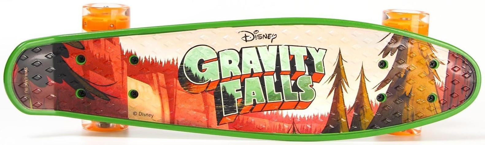 Пенниборд Gravity Falls 56 х 16 см, колёса световые PU 60х45 мм, ABEC 7, цвет зелёный