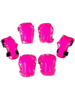 Защита роликовая детская: наколенники, налокотники, защита запястья, размер M, цвет розовый