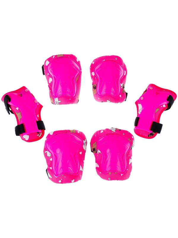 Защита роликовая детская: наколенники, налокотники, защита запястья, размер M, цвет розовый