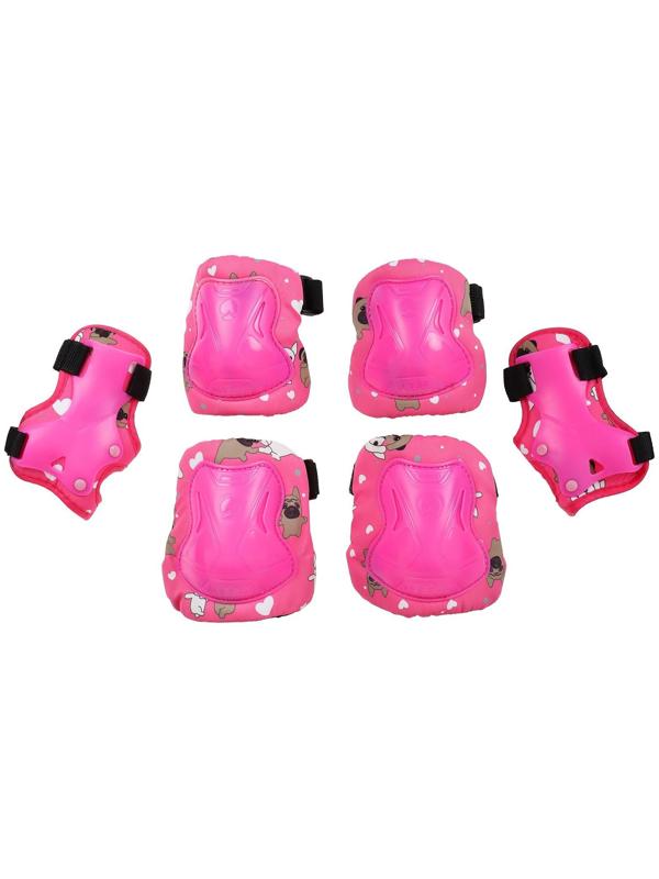 Защита роликовая детская: наколенники, налокотники, защита запястья, размер S, цвет розовый