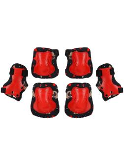Защита роликовая детская: наколенники, налокотники, защита запястья, размер S, цвет красный