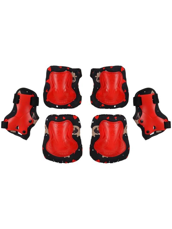 Защита роликовая детская: наколенники, налокотники, защита запястья, размер S, цвет красный