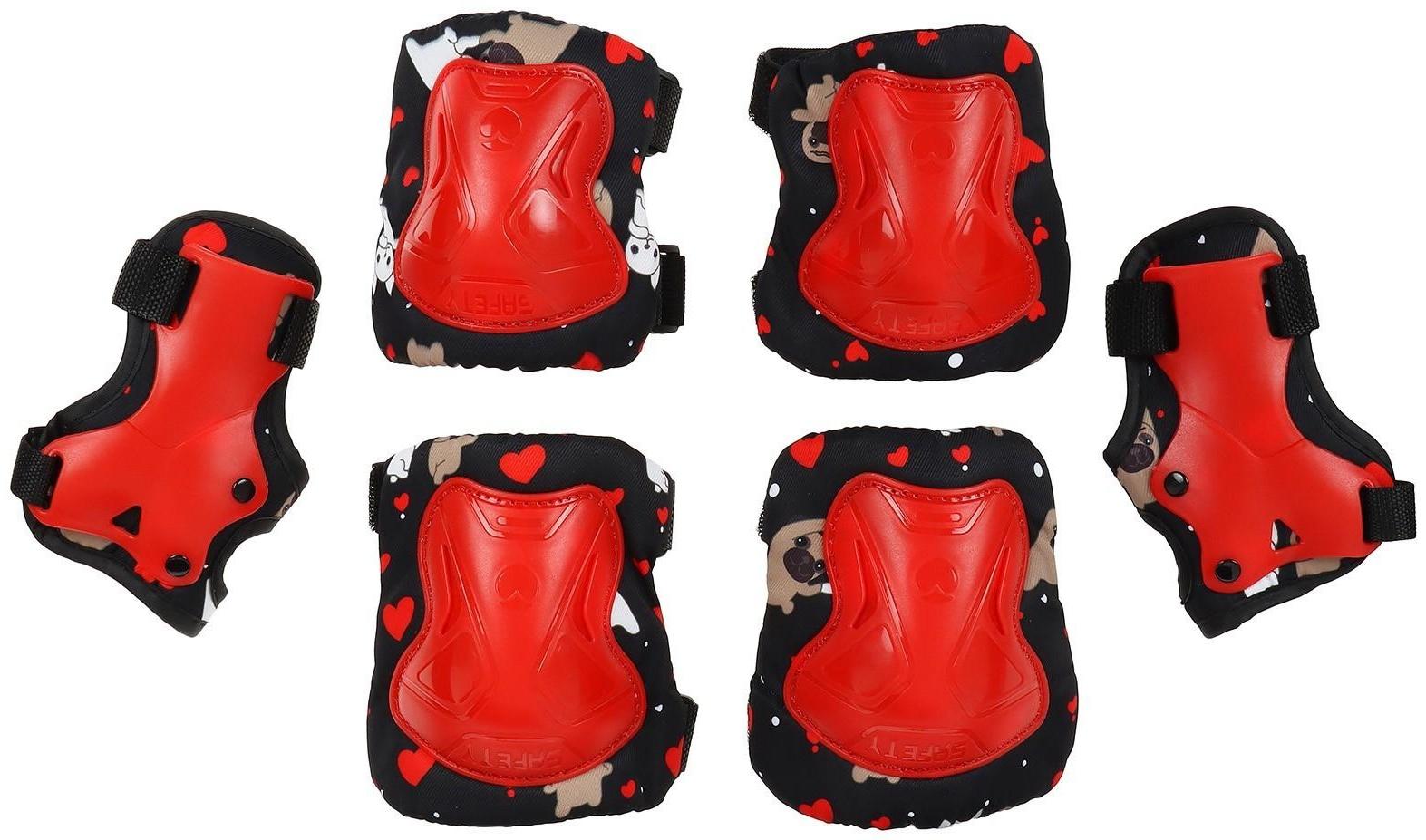 Защита роликовая детская: наколенники, налокотники, защита запястья, размер M, цвет красный