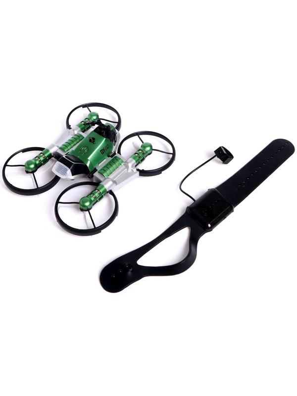 Квадрокоптер радиоуправляемый «Трансформер» QY66-D08C, управление жестами / Зелёный